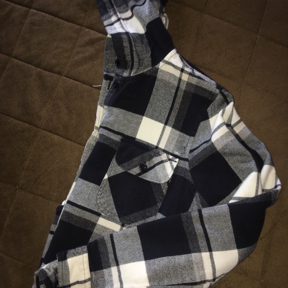 Black and white hooded flannel